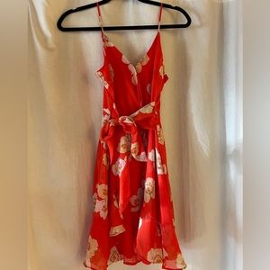 All in Favor Coral Floral Dress